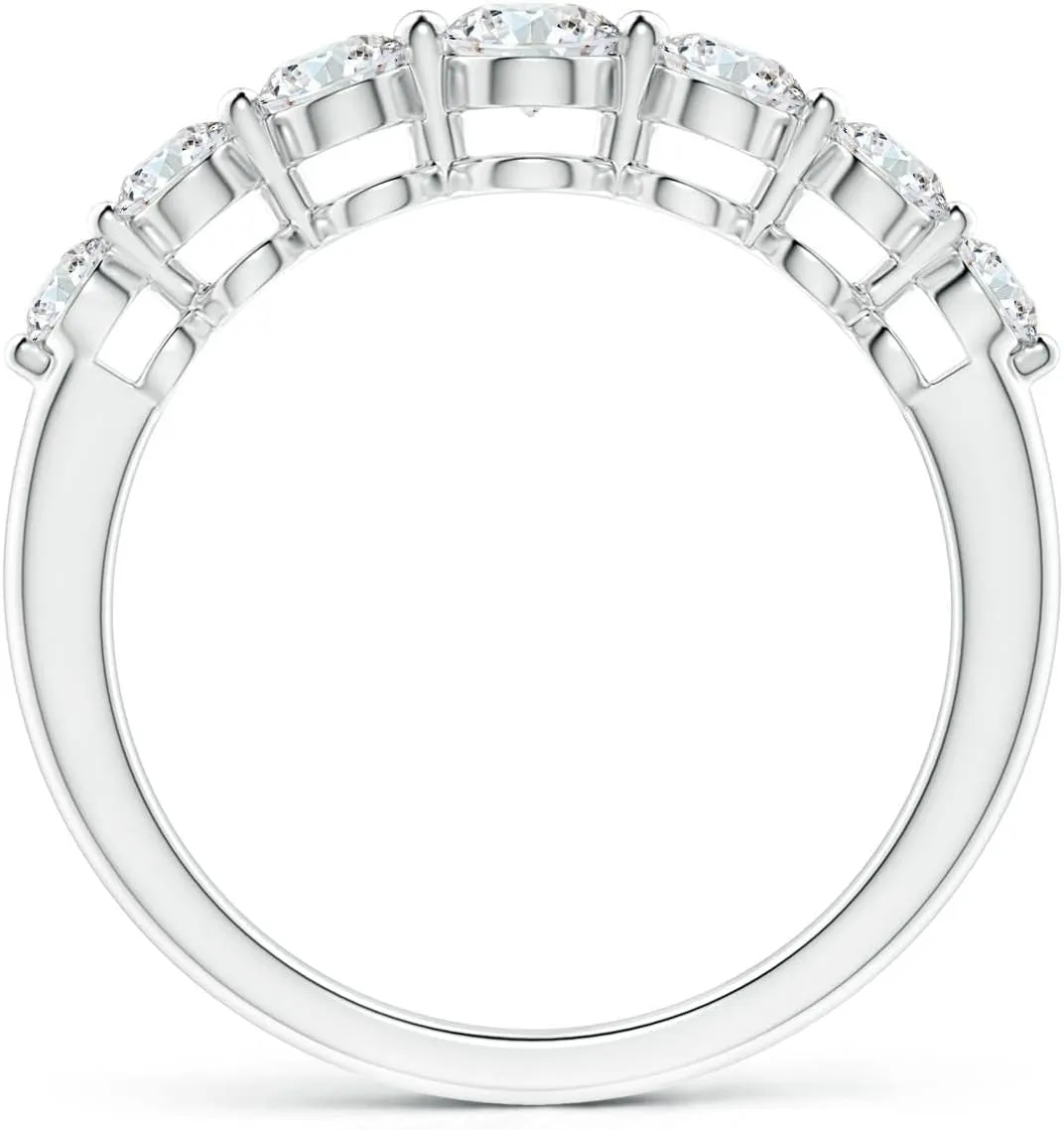 Angara Lab Grown Seven Stone Graduated Diamond Half Eternity Anniversary Ring in 14K Solid Gold/Platinum | April Birthstone, Birthday, Engagement, Wedding Jewelry Gift for Women