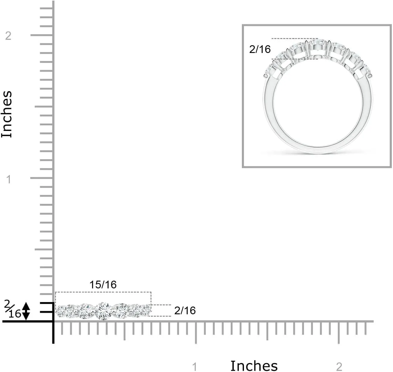 Angara Lab Grown Seven Stone Graduated Diamond Half Eternity Anniversary Ring in 14K Solid Gold/Platinum | April Birthstone, Birthday, Engagement, Wedding Jewelry Gift for Women