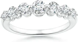 Angara Lab Grown Seven Stone Graduated Diamond Half Eternity Anniversary Ring in 14K Solid Gold/Platinum | April Birthstone, Birthday, Engagement, Wedding Jewelry Gift for Women