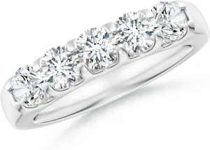 Angara Lab Grown Shared Prong Set Half Eternity Diamond Wedding Ring in Silver / 14K Solid Gold/Platinum | April Birthstone, Birthday, Engagement, Anniversary, Wedding Jewelry Gift for Women