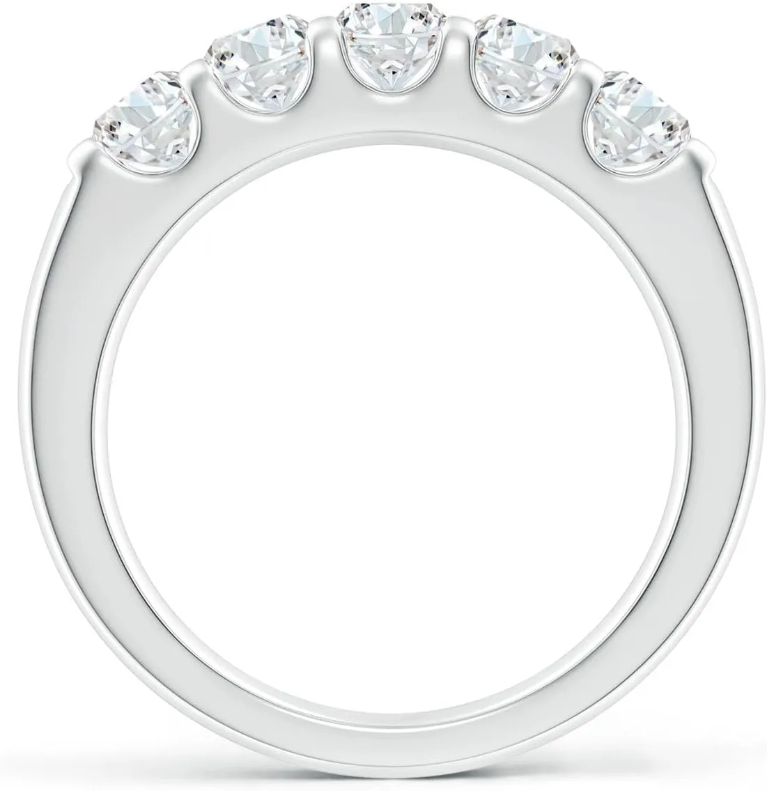 Angara Lab Grown Shared Prong Set Half Eternity Diamond Wedding Ring in Silver / 14K Solid Gold/Platinum | April Birthstone, Birthday, Engagement, Anniversary, Wedding Jewelry Gift for Women