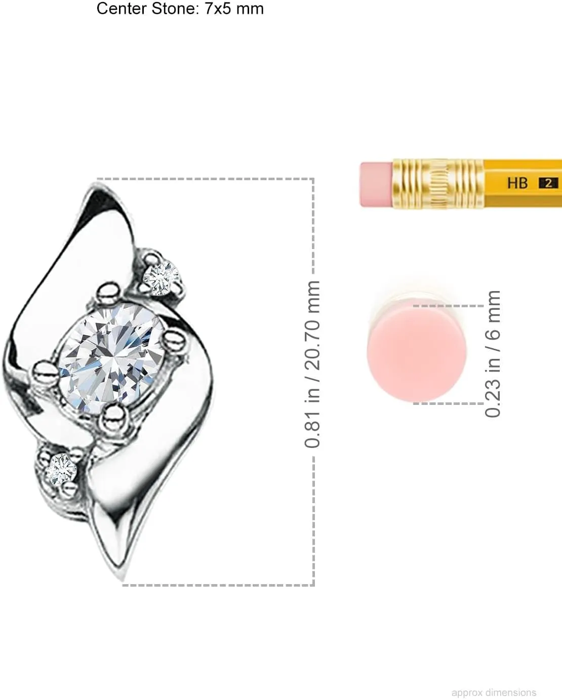 Angara Lab Grown Shell Style Oval Diamond Pendant in Silver / 14K Solid Gold/Platinum | April Birthstone, Birthday, Engagement, Anniversary, Wedding Jewelry Gift for Women