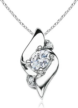 Angara Lab Grown Shell Style Oval Diamond Pendant in Silver / 14K Solid Gold/Platinum | April Birthstone, Birthday, Engagement, Anniversary, Wedding Jewelry Gift for Women