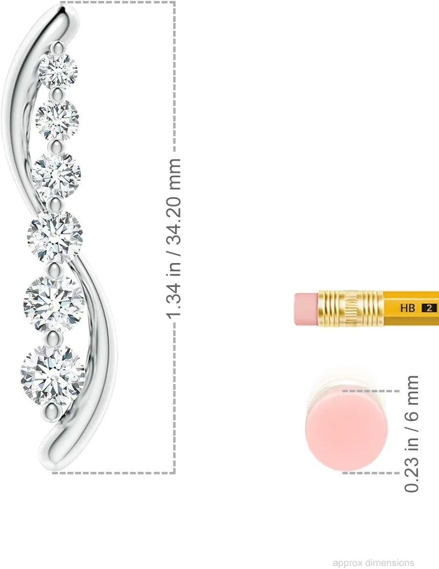 Angara Lab Grown Six Stone Diamond Journey Necklace in 14K Solid Gold/Platinum | April Birthstone, Birthday, Engagement, Anniversary, Wedding Jewelry Gift for Women