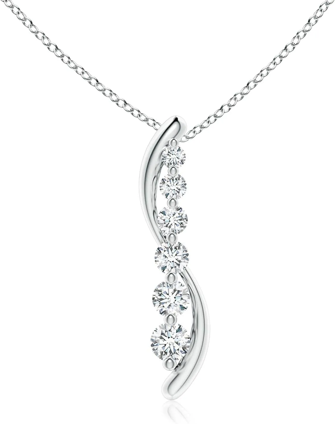 Angara Lab Grown Six Stone Diamond Journey Necklace in 14K Solid Gold/Platinum | April Birthstone, Birthday, Engagement, Anniversary, Wedding Jewelry Gift for Women