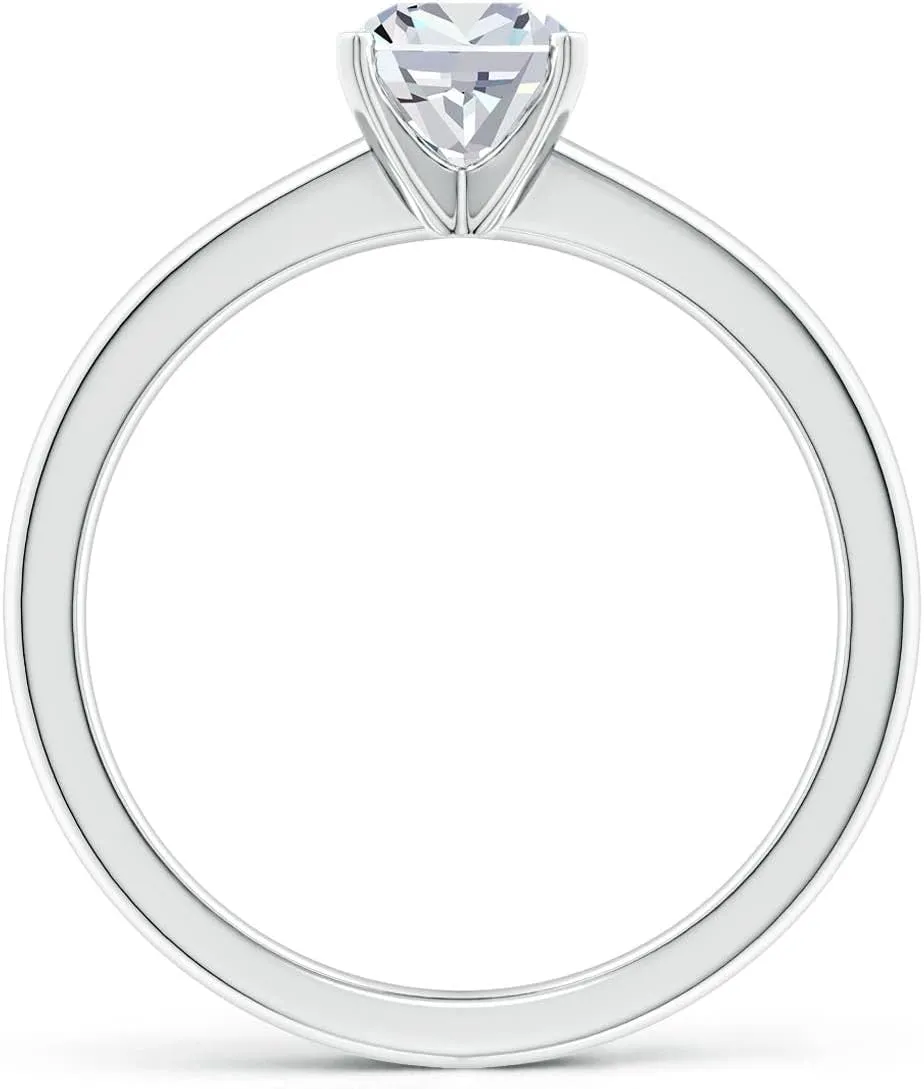 Angara Lab Grown Solitaire Cushion Diamond Tapered Shank Engagement Ring in Silver / 14K Solid Gold/Platinum | April Birthstone, Birthday, Anniversary, Wedding Jewelry Gift for Women