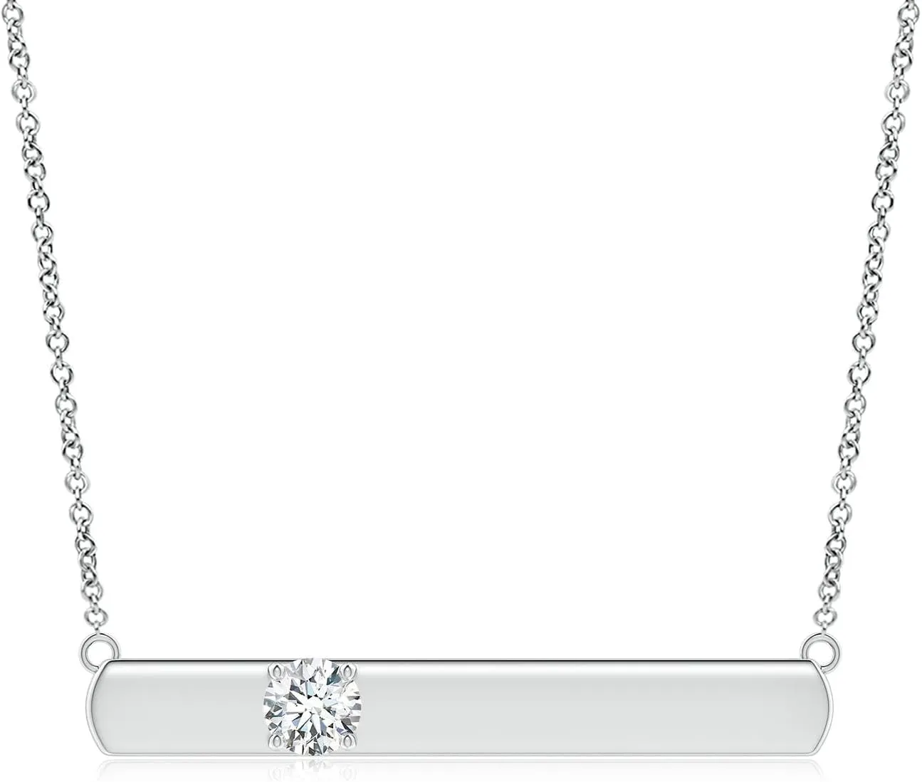 Angara Lab Grown Solitaire Diamond Bar Pendant Necklace in 14K Solid Gold/Platinum | April Birthstone, Birthday, Engagement, Anniversary, Wedding Jewelry Gift for Women
