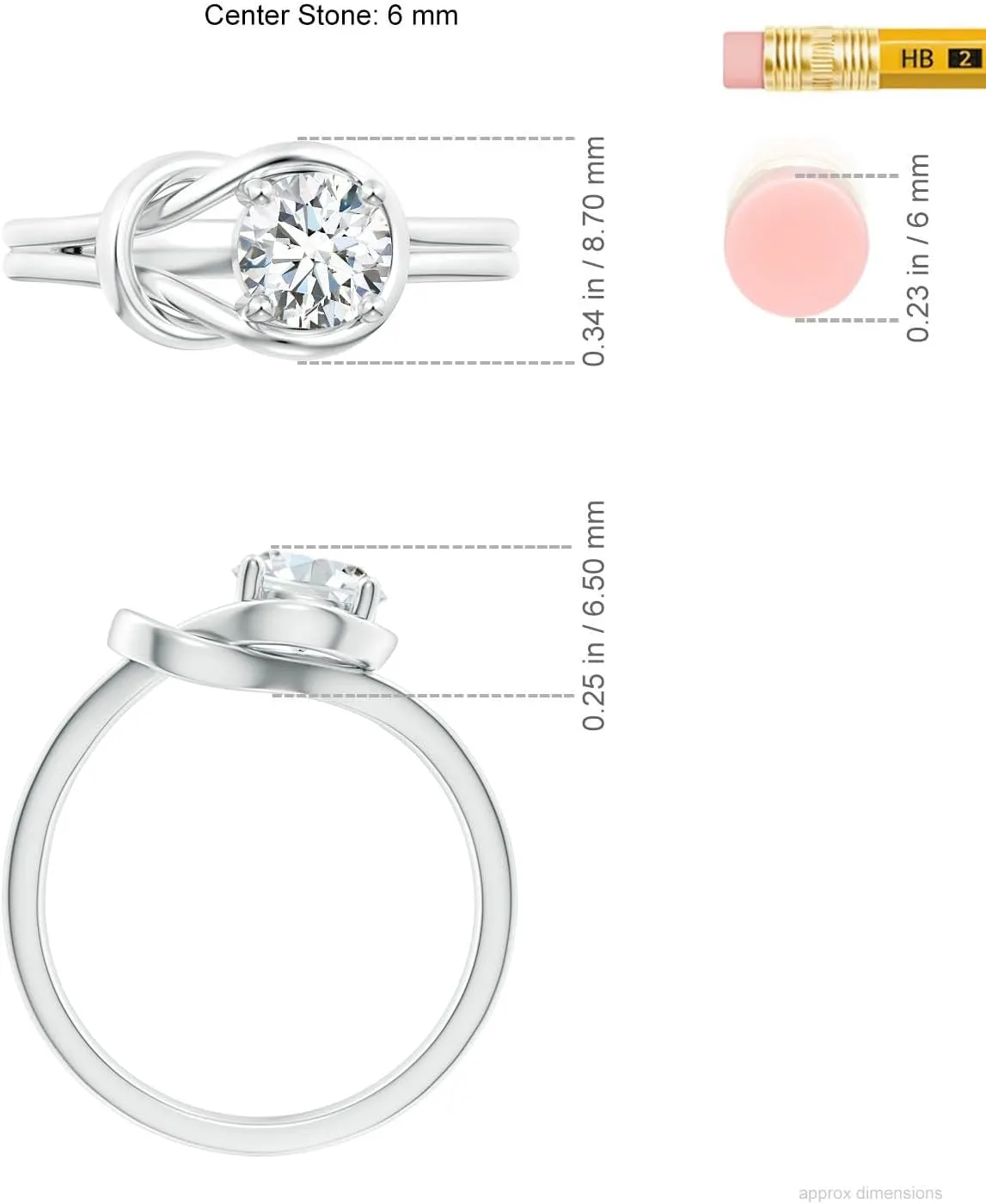 Angara Lab Grown Solitaire Diamond Infinity Knot Ring in Silver / 14K Solid Gold/Platinum | April Birthstone, Birthday, Engagement, Anniversary, Wedding Jewelry Gift for Women