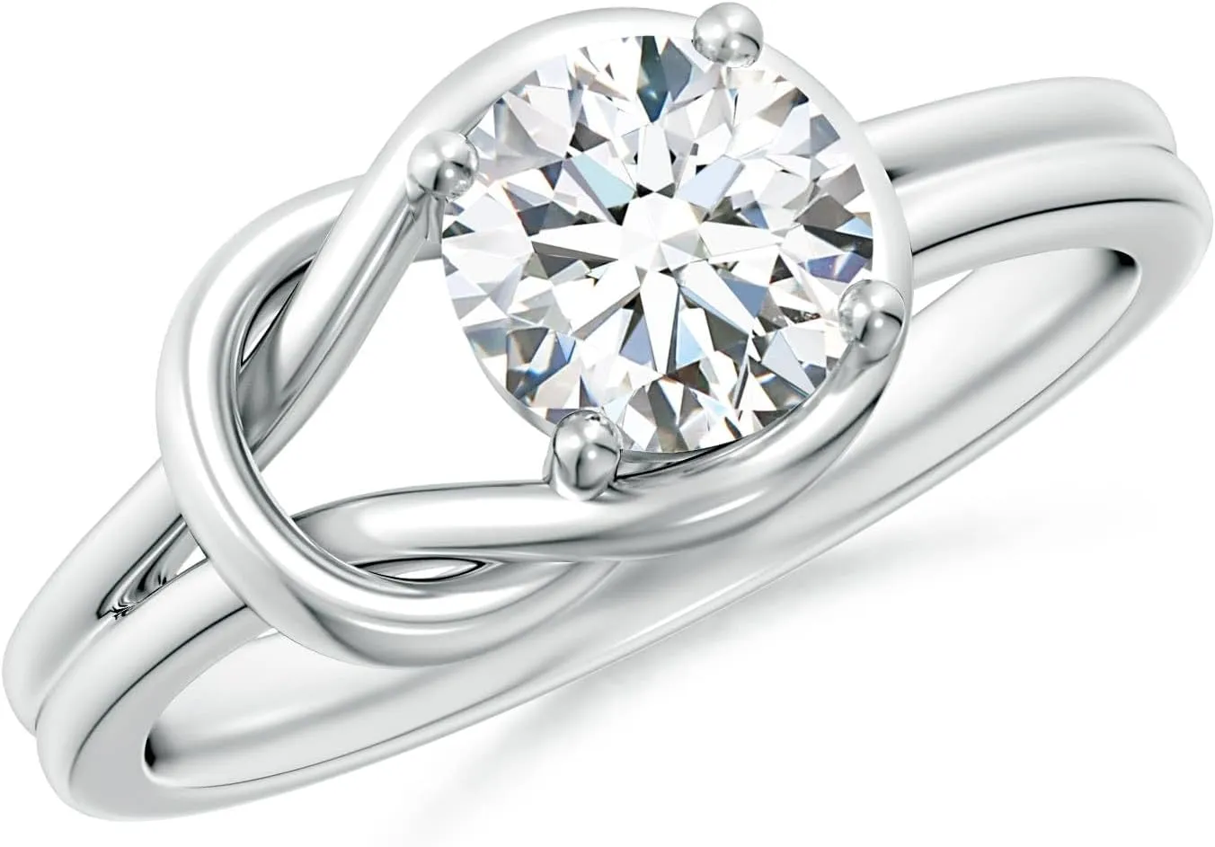 Angara Lab Grown Solitaire Diamond Infinity Knot Ring in Silver / 14K Solid Gold/Platinum | April Birthstone, Birthday, Engagement, Anniversary, Wedding Jewelry Gift for Women