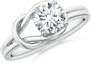 Angara Lab Grown Solitaire Diamond Infinity Knot Ring in Silver / 14K Solid Gold/Platinum | April Birthstone, Birthday, Engagement, Anniversary, Wedding Jewelry Gift for Women