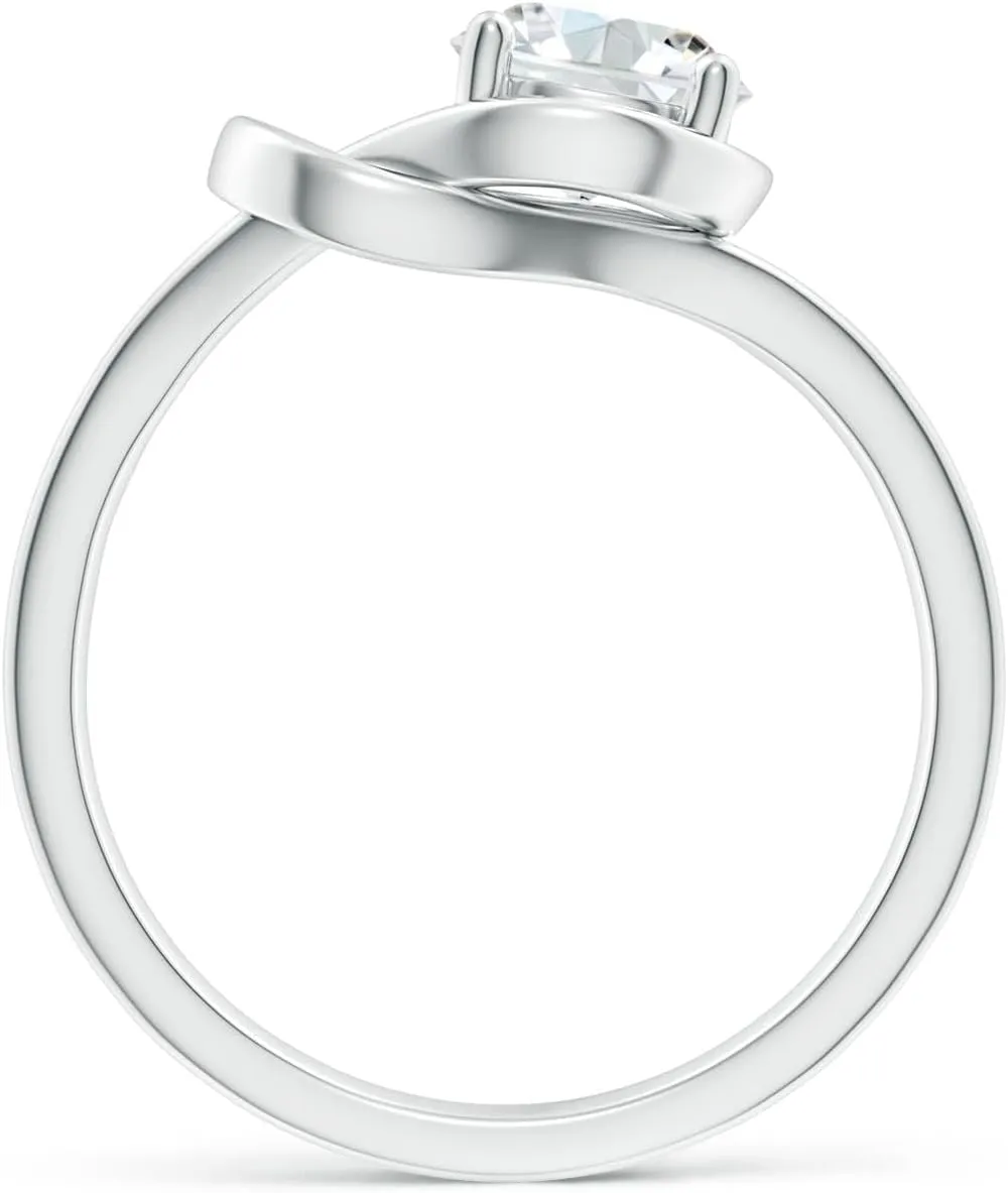 Angara Lab Grown Solitaire Diamond Infinity Knot Ring in Silver / 14K Solid Gold/Platinum | April Birthstone, Birthday, Engagement, Anniversary, Wedding Jewelry Gift for Women