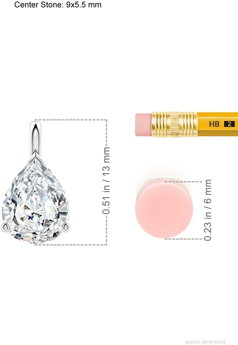 Angara Lab Grown Solitaire Pear Diamond Classic Pendant in 14K Solid Gold/Platinum | April Birthstone, Birthday, Engagement, Anniversary, Wedding Jewelry Gift for Women