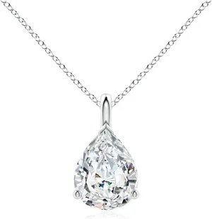 Angara Lab Grown Solitaire Pear Diamond Classic Pendant in 14K Solid Gold/Platinum | April Birthstone, Birthday, Engagement, Anniversary, Wedding Jewelry Gift for Women
