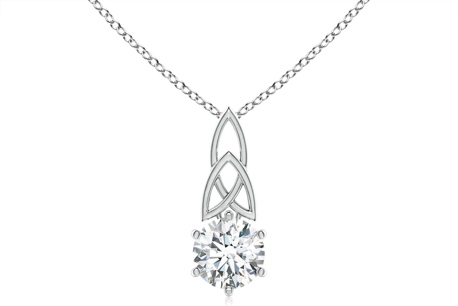 Angara Lab Grown Solitaire Round Diamond Celtic Knot Pendant in 14K Solid Gold/Platinum | April Birthstone, Birthday, Engagement, Anniversary, Wedding Jewelry Gift for Women