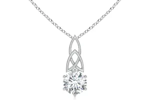 Angara Lab Grown Solitaire Round Diamond Celtic Knot Pendant in 14K Solid Gold/Platinum | April Birthstone, Birthday, Engagement, Anniversary, Wedding Jewelry Gift for Women