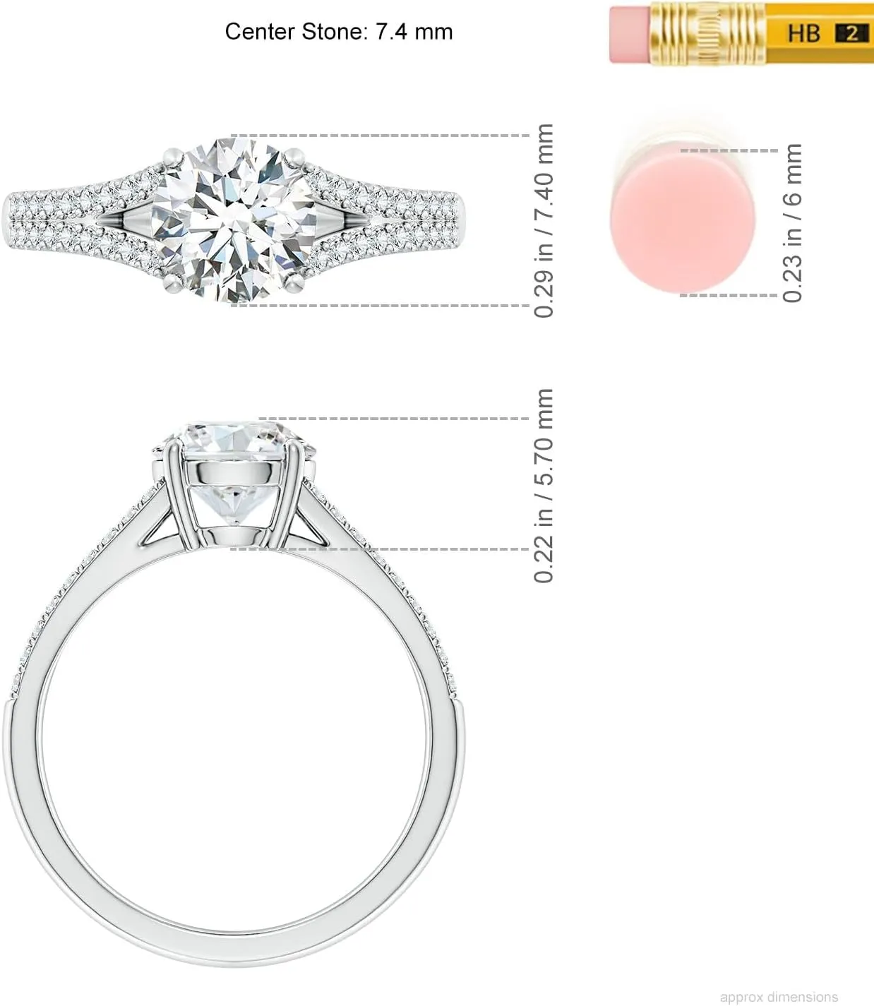 Angara Lab Grown Solitaire Round Diamond Split Shank Engagement Ring in Silver / 14K Solid Gold/Platinum | April Birthstone, Birthday, Anniversary, Wedding Jewelry Gift for Women
