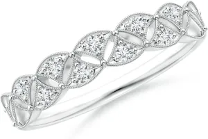 Angara Lab Grown Vintage Inspired Pave-Set Diamond Leaf Cutout Wedding Band in Platinum for Women 14k Gold/Silver/Platinum | April Birthstone Jewelry for Her