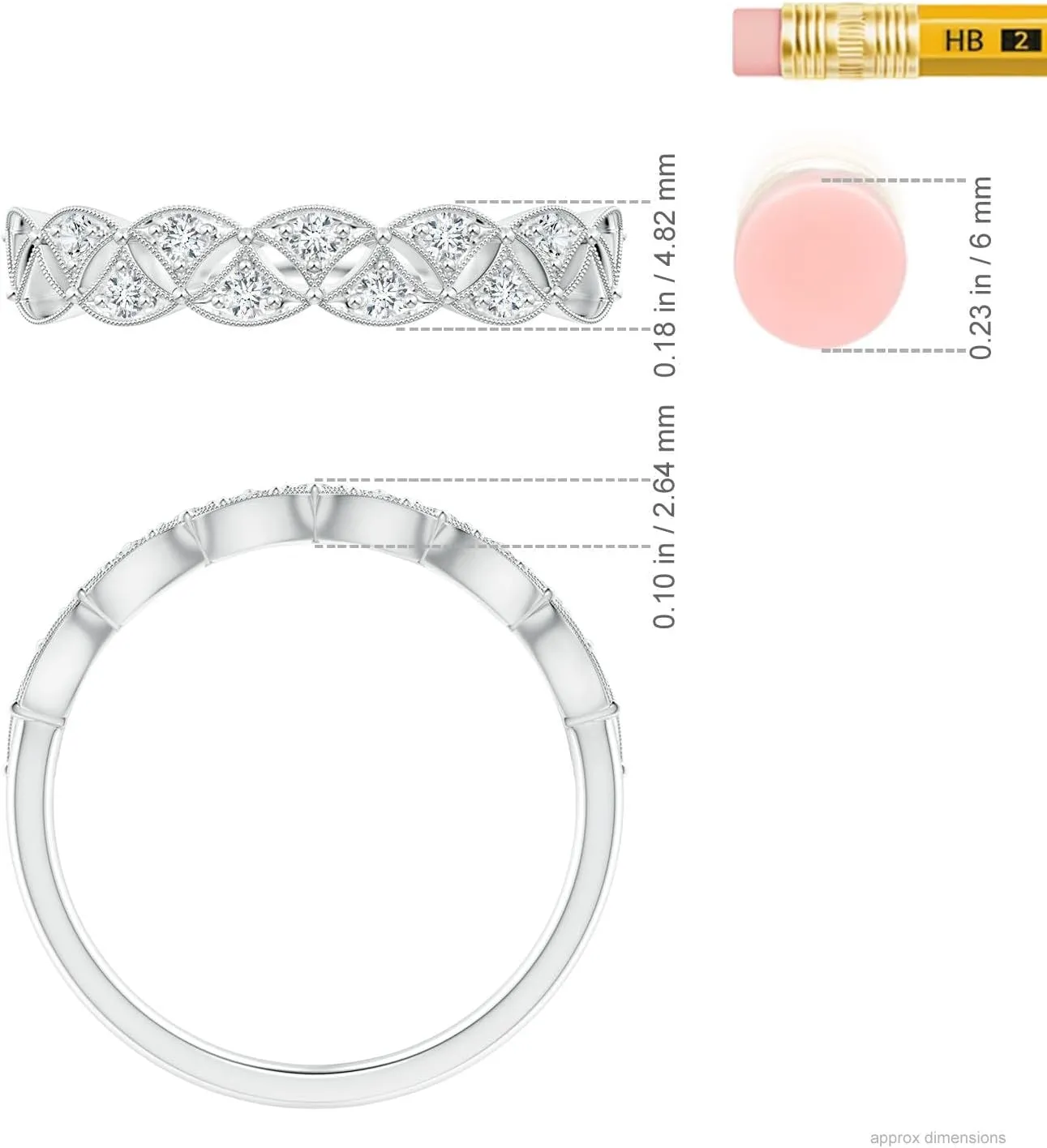 Angara Lab Grown Vintage Inspired Pave-Set Diamond Leaf Cutout Wedding Band in Platinum for Women 14k Gold/Silver/Platinum | April Birthstone Jewelry for Her