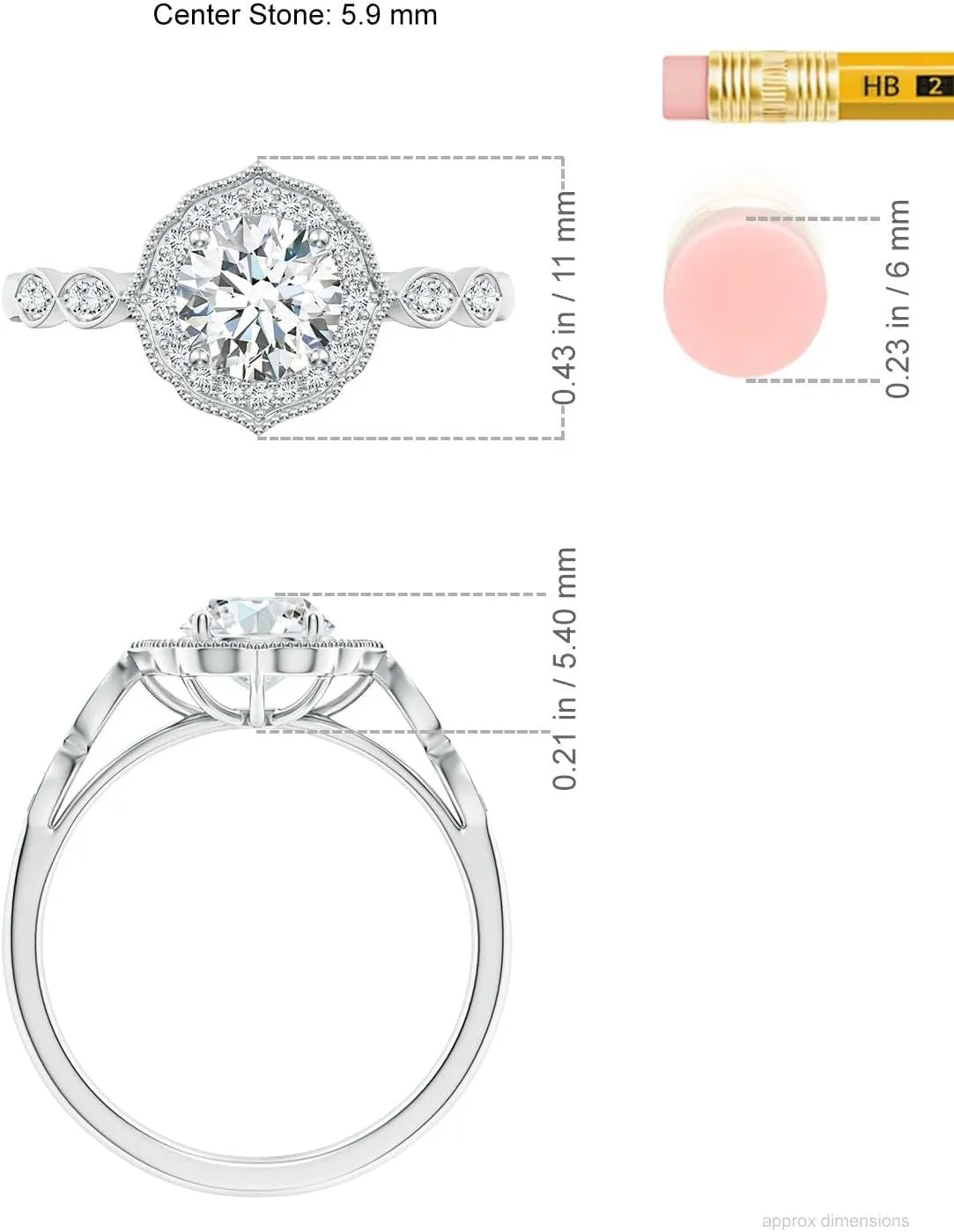 Angara Lab Grown Vintage Inspired Round Diamond Ornate Halo Engagement Ring in Silver / 14K Solid Gold/Platinum | April Birthstone, Birthday, Anniversary, Wedding Jewelry Gift for Women