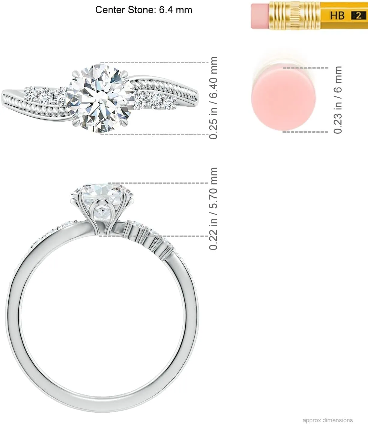 Angara Lab Grown Vintage Style Round Diamond Bypass Shank Engagement Ring in 14K Solid Gold/Platinum | April Birthstone, Birthday, Anniversary, Wedding Jewelry Gift for Women