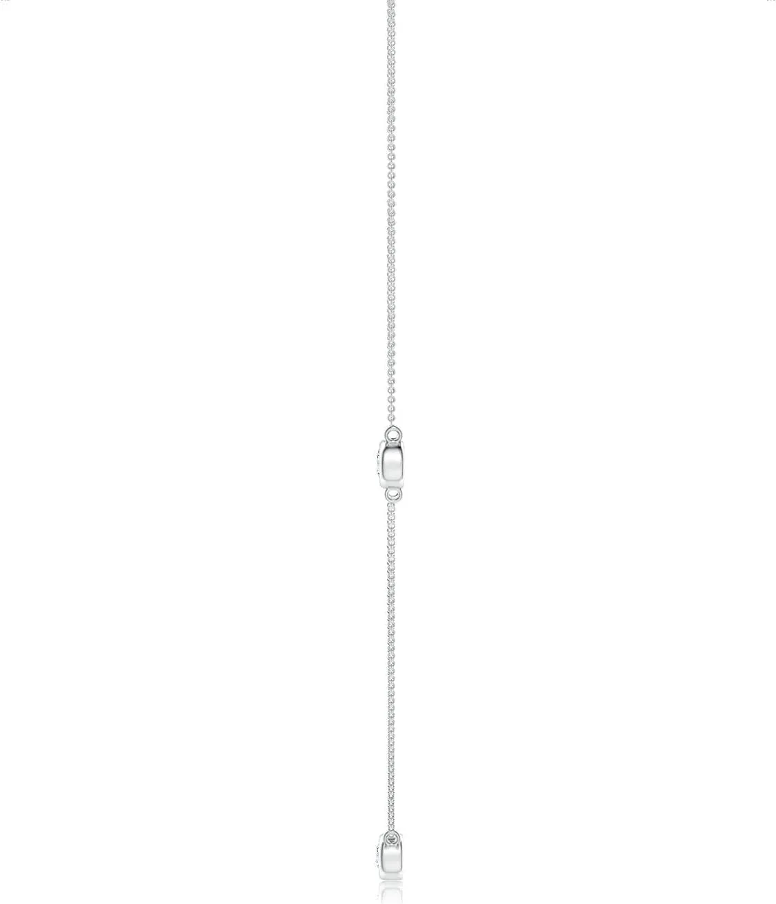Angara Natural Bezel-Set Round Diamond Chain Necklace in 14K Solid Gold/Platinum | April Birthstone, Birthday, Engagement, Anniversary, Wedding Jewelry Gift for Women