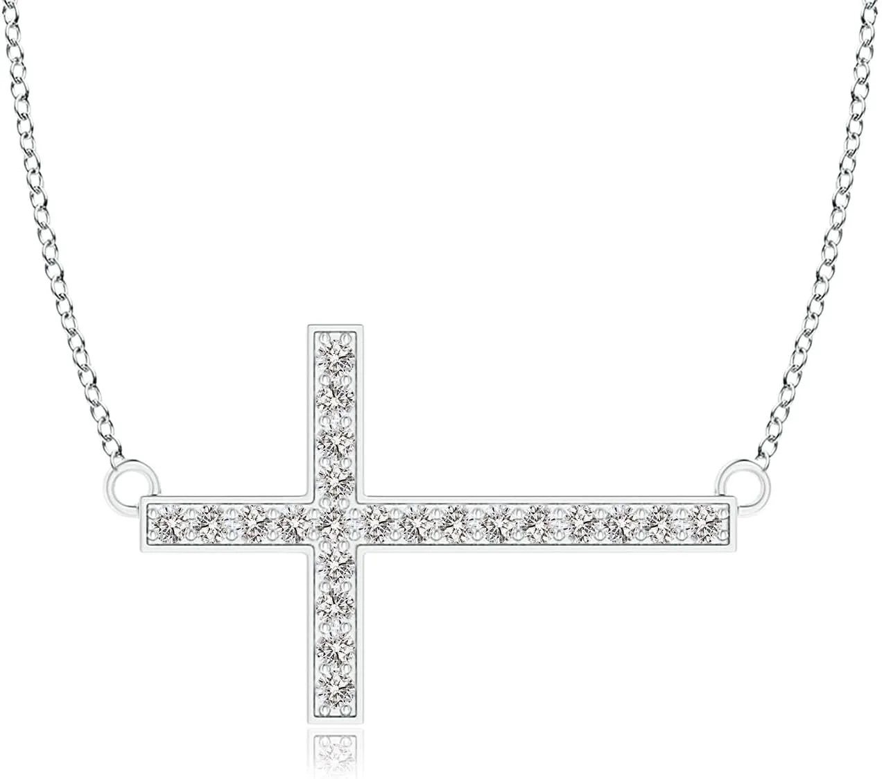 Angara Natural Diamond Cross Pendant Necklace in Sterling Silver / 14K Solid Gold | April Birthstone, Birthday, Engagement, Anniversary, Wedding Jewelry Gift for Women