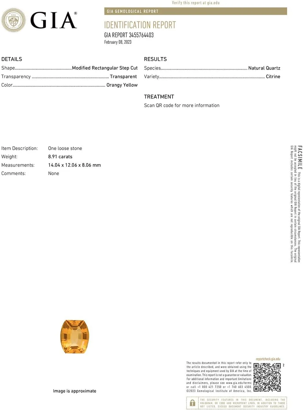 Angara Natural GIA Certified Barrel-Shaped 8.91 ct Citrine Solitaire Ring in 14K Solid Gold/Platinum for Women | November Birthstone Jewelry for Women
