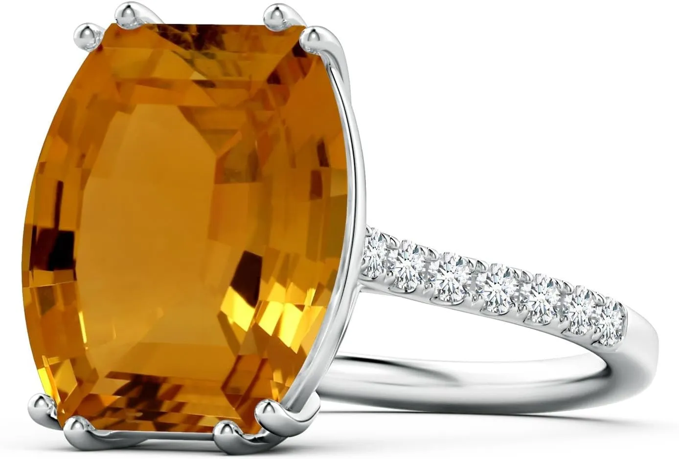 Angara Natural GIA Certified Barrel-Shaped 8.91 ct Citrine Solitaire Ring in 14K Solid Gold/Platinum for Women | November Birthstone Jewelry for Women