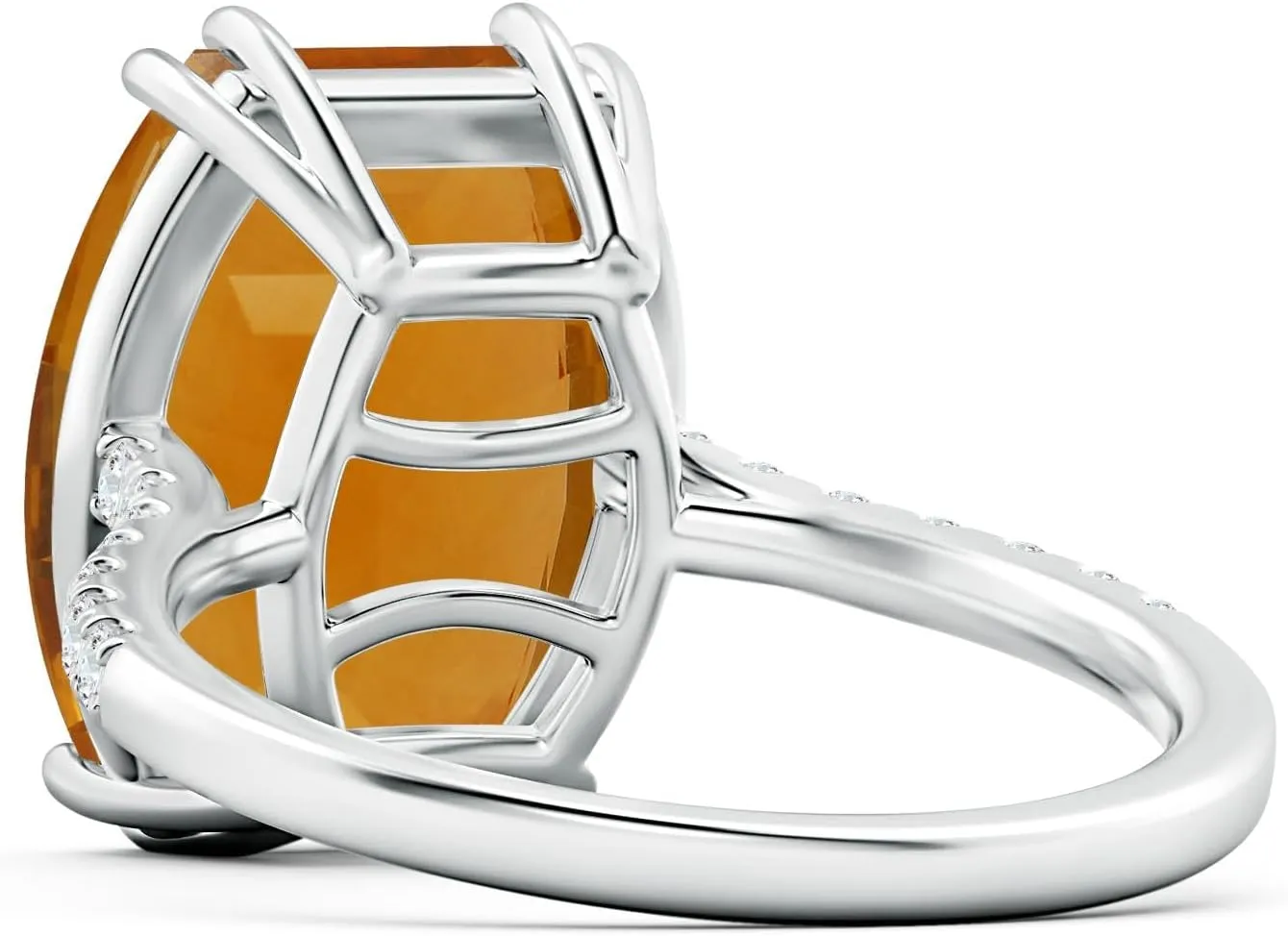 Angara Natural GIA Certified Barrel-Shaped 8.91 ct Citrine Solitaire Ring in 14K Solid Gold/Platinum for Women | November Birthstone Jewelry for Women