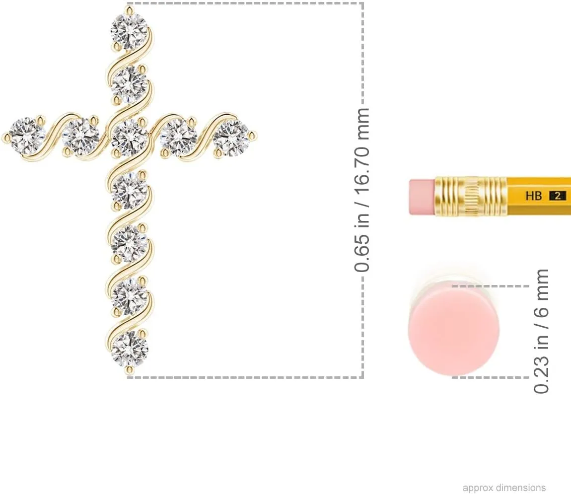 Angara Natural Prong and Bar Set Diamond Cross Pendant in 14K Solid Gold/Platinum | April Birthstone, Birthday, Engagement, Anniversary, Wedding Jewelry Gift for Women