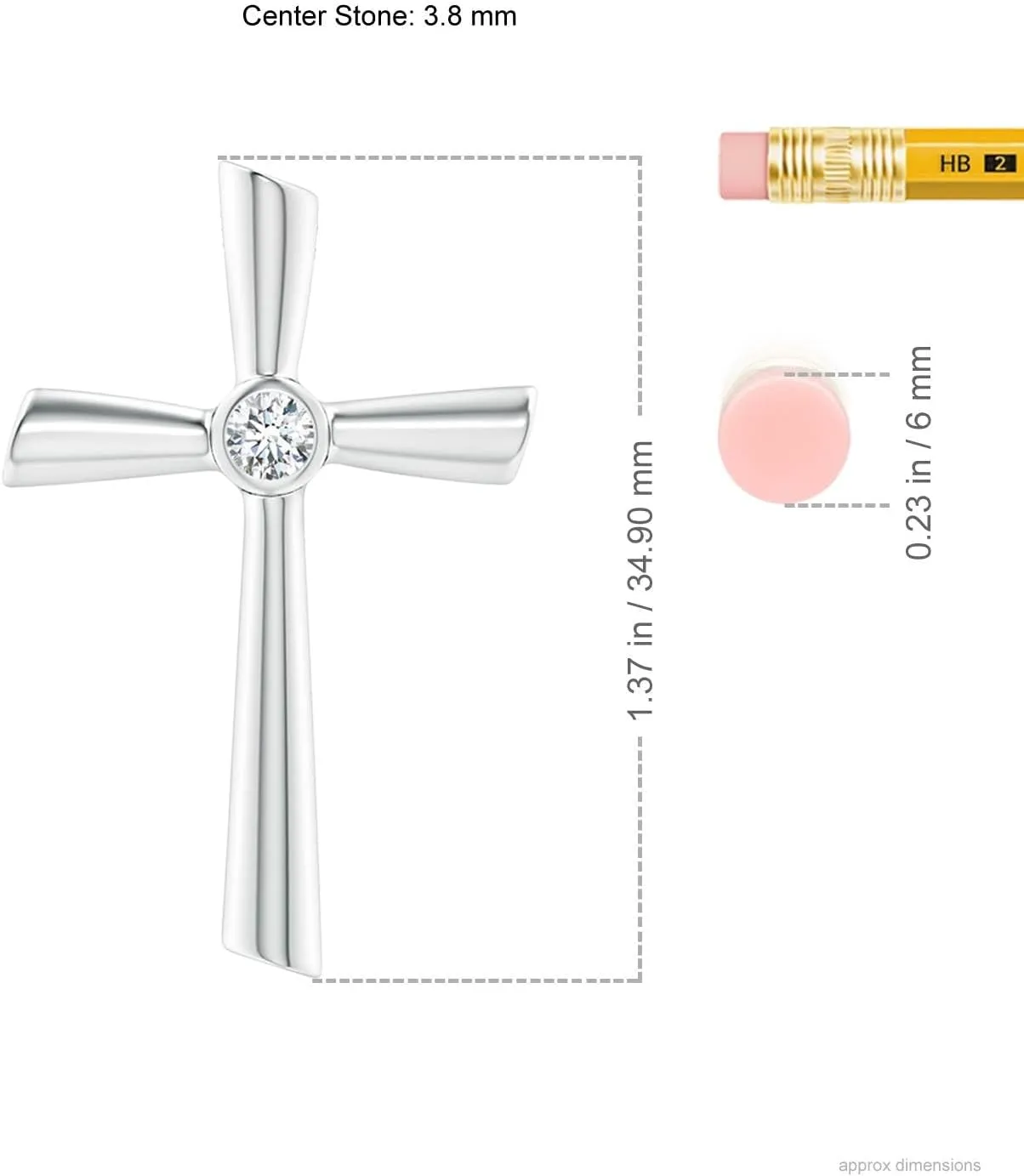 Angara Natural Solitaire Diamond Cross Pendant in 14K Solid Gold/Platinum | April Birthstone, Birthday, Engagement, Anniversary, Wedding Jewelry Gift for Women