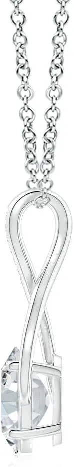 Angara Oval Lab Grown Diamond Infinity Twist Pendant with Accents in 14K Solid Gold/Platinum | April Birthstone, Birthday, Engagement, Anniversary, Wedding Jewelry Gift for Women