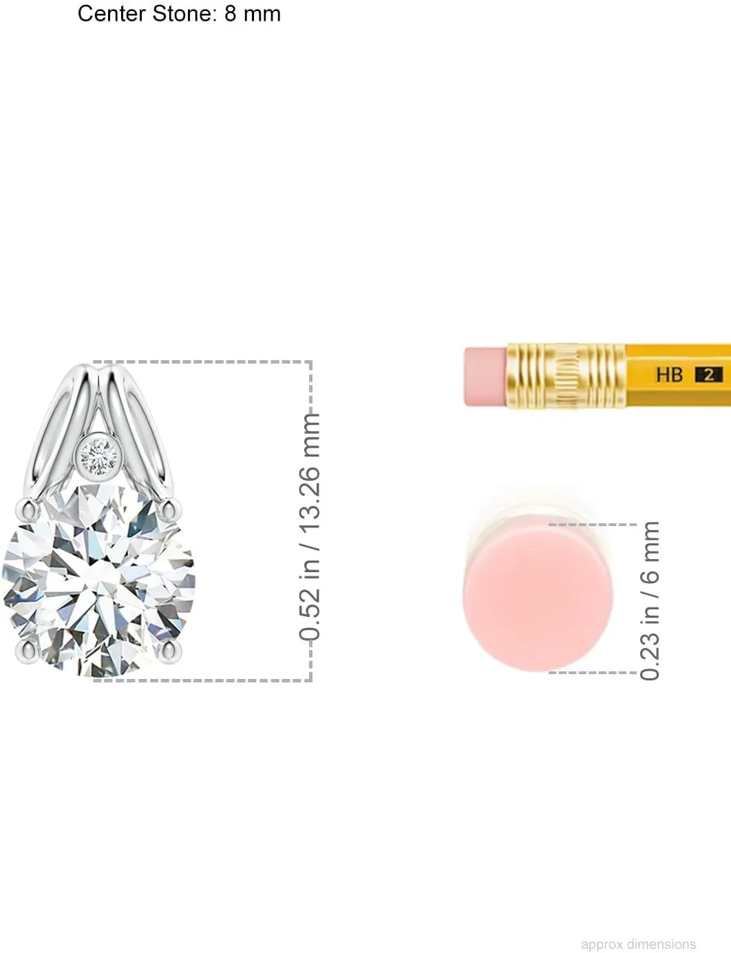 Angara Round Lab Grown Diamond Pendant with Accent in 14K Solid Gold/Platinum | April Birthstone, Birthday, Engagement, Anniversary, Wedding Jewelry Gift for Women