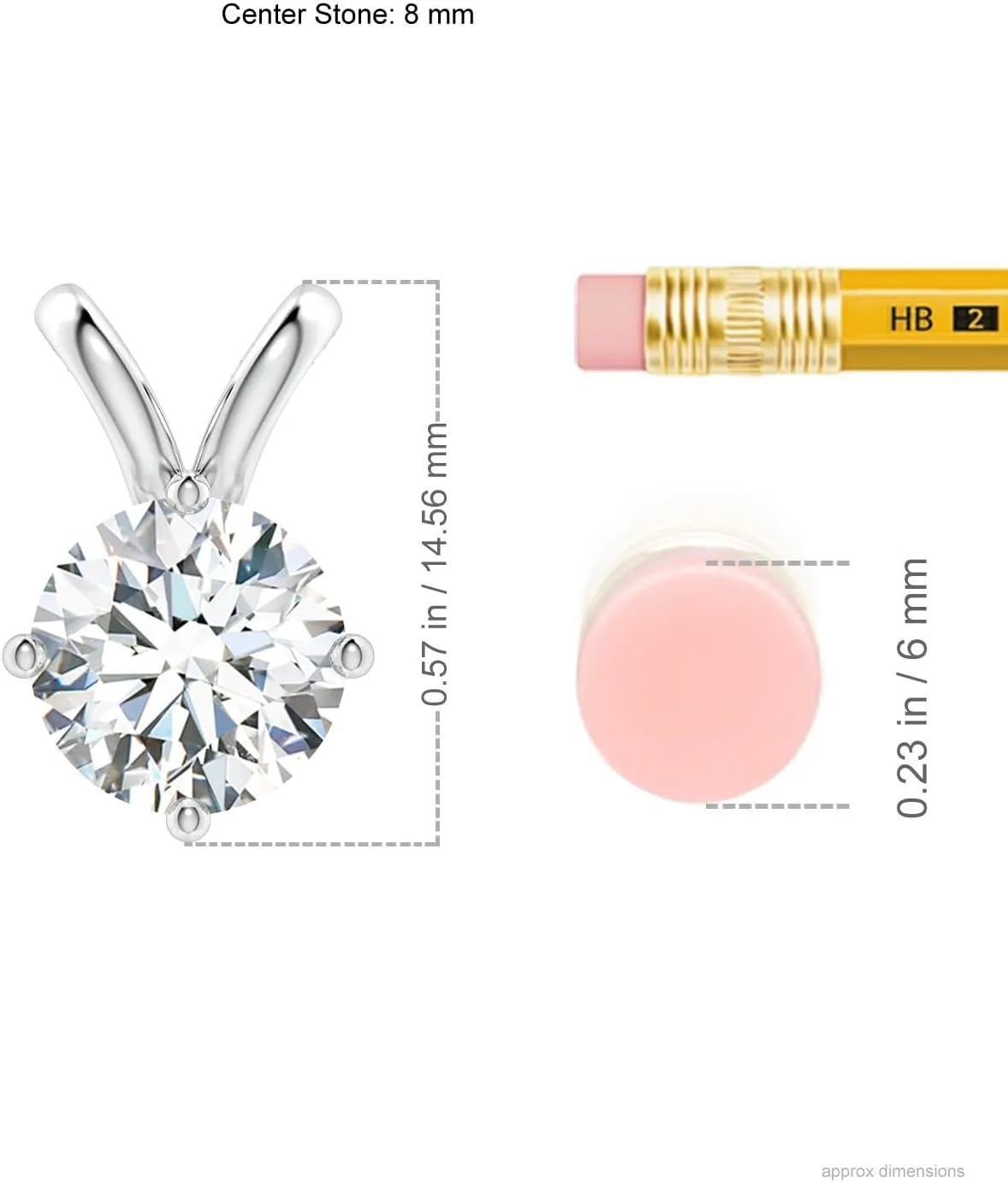 Angara Round Lab Grown Diamond Solitaire V-Bale Pendant in 14K Solid Gold/Platinum | April Birthstone, Birthday, Engagement, Anniversary, Wedding Jewelry Gift for Women