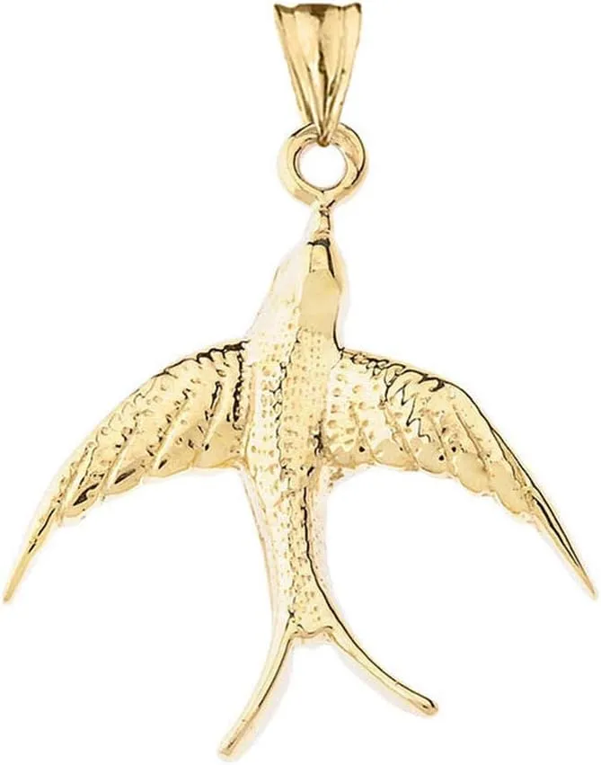 Animal Kingdom Certified 14k Gold Swallow-Tailed Kite Bird Pendant Necklace