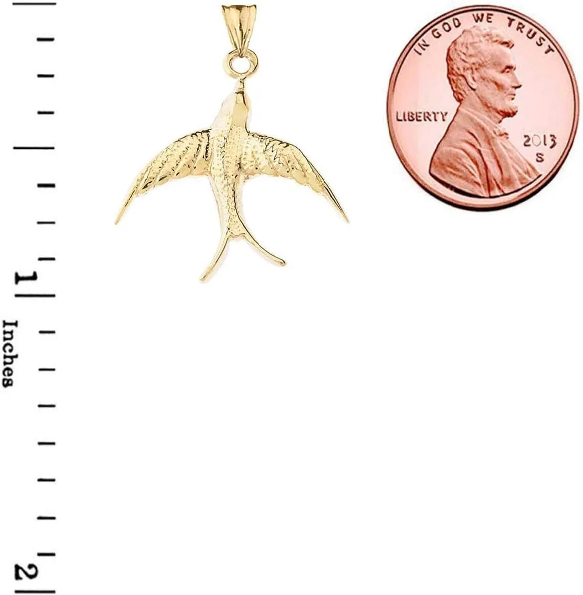 Animal Kingdom Certified 14k Gold Swallow-Tailed Kite Bird Pendant Necklace