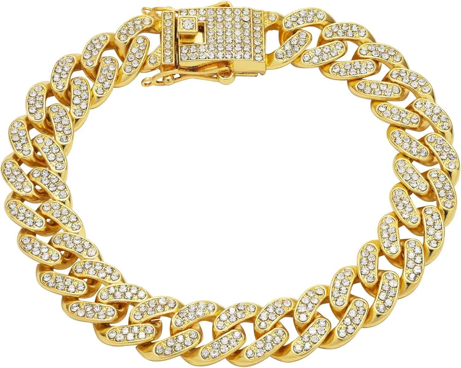 Ard Mens Curb Gold Chain Bracelet - 12mm Wide, 8.5 Inch Flat Chunky Jewellery for Gents | Heavy Link Chain Gift Ideas for Husband, Dad, Boyfriend, or Friendships | Lobster Closure