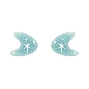 Atomic Boomerang Glitter Stud Earrings - Blue