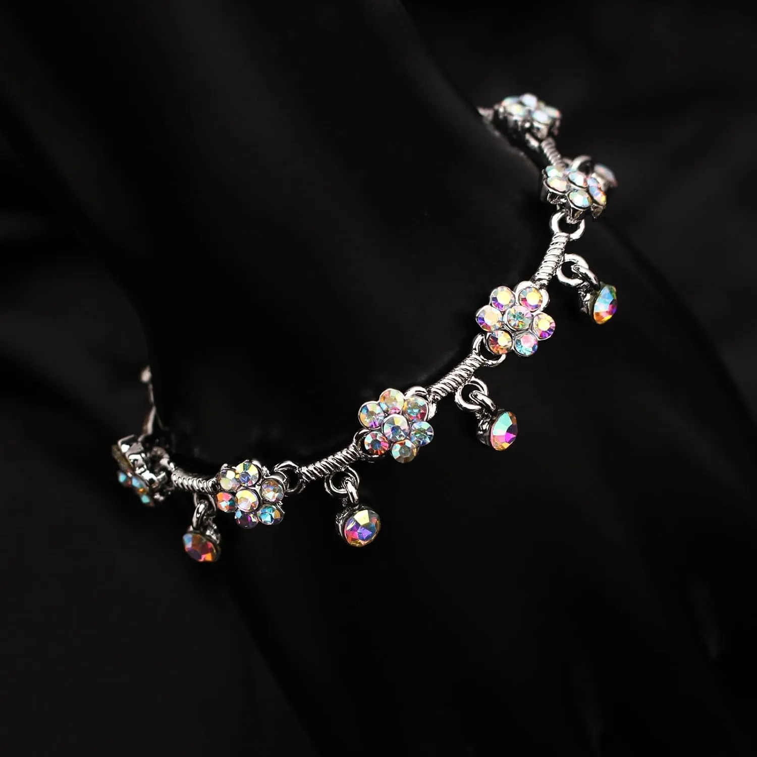 Austrian Crystal Brides Bridesmaid Rhinestone Choker Necklace Earring Bracelet Bridal Wedding Jewelry Set for Women