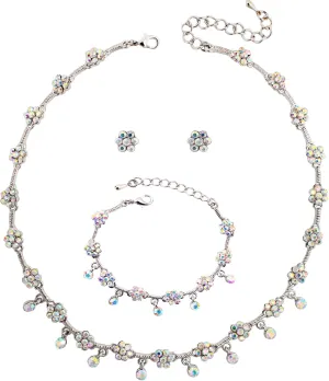 Austrian Crystal Brides Bridesmaid Rhinestone Choker Necklace Earring Bracelet Bridal Wedding Jewelry Set for Women