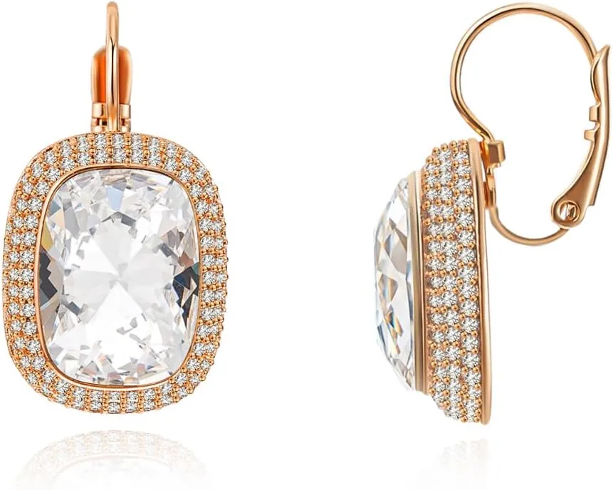 Austrian Crystal Earrings for Women Red Crystal Dangle Earring Wedding Earrings Cubic Zirconia Earrings Hypoallergenic Earrings Valentines Prom Bridal Jewelry Gift