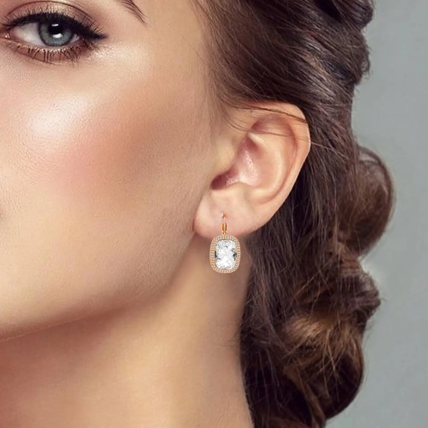 Austrian Crystal Earrings for Women Red Crystal Dangle Earring Wedding Earrings Cubic Zirconia Earrings Hypoallergenic Earrings Valentines Prom Bridal Jewelry Gift