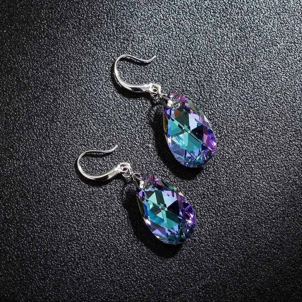 Austrian Crystal Teardrop Dangle Hook Earrings for Women 14K Gold Plated Hypoallergenic Jewelry