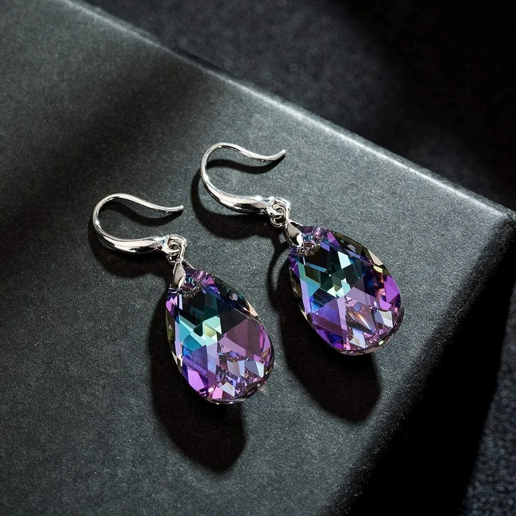 Austrian Crystal Teardrop Dangle Hook Earrings for Women 14K Gold Plated Hypoallergenic Jewelry