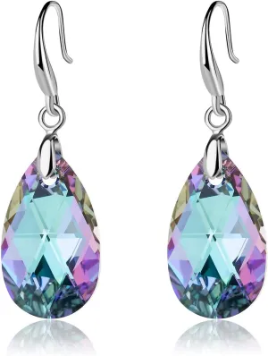 Austrian Crystal Teardrop Dangle Hook Earrings for Women 14K Gold Plated Hypoallergenic Jewelry