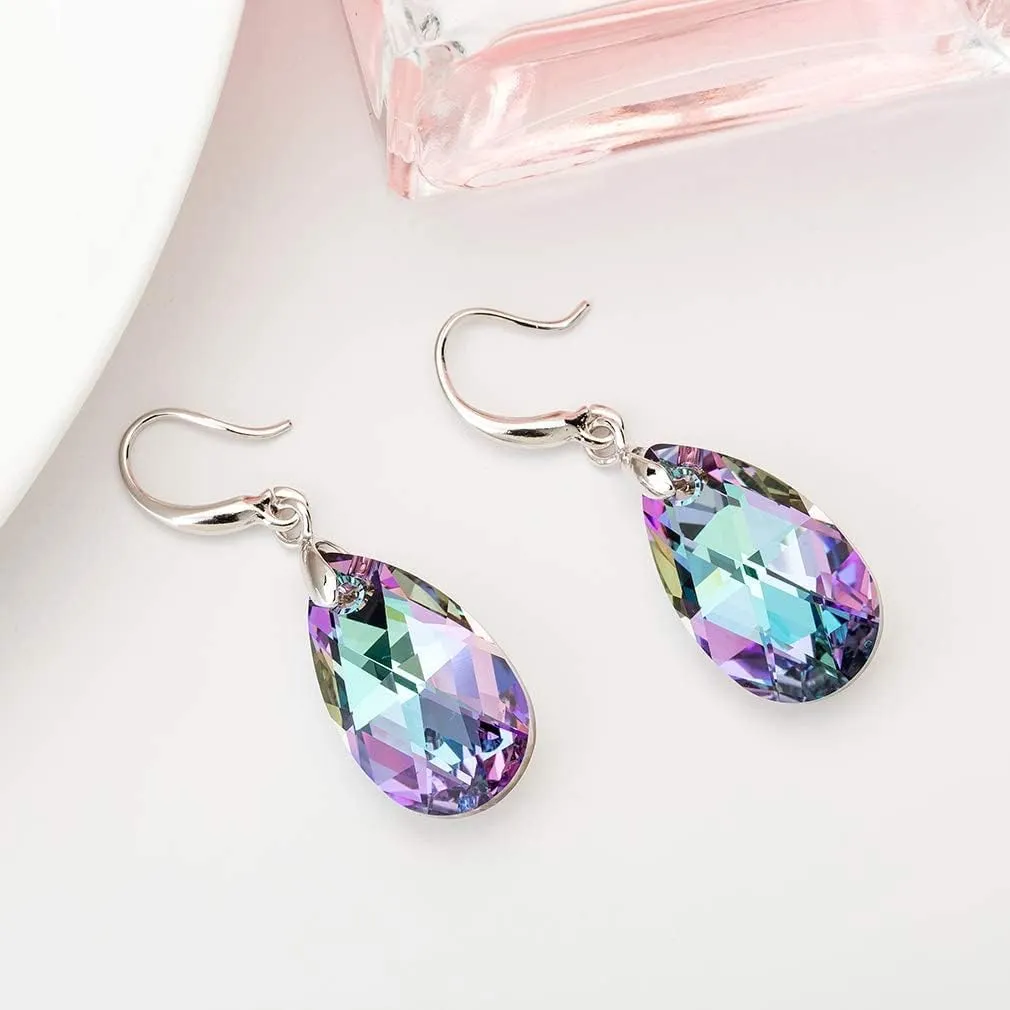 Austrian Crystal Teardrop Dangle Hook Earrings for Women 14K Gold Plated Hypoallergenic Jewelry