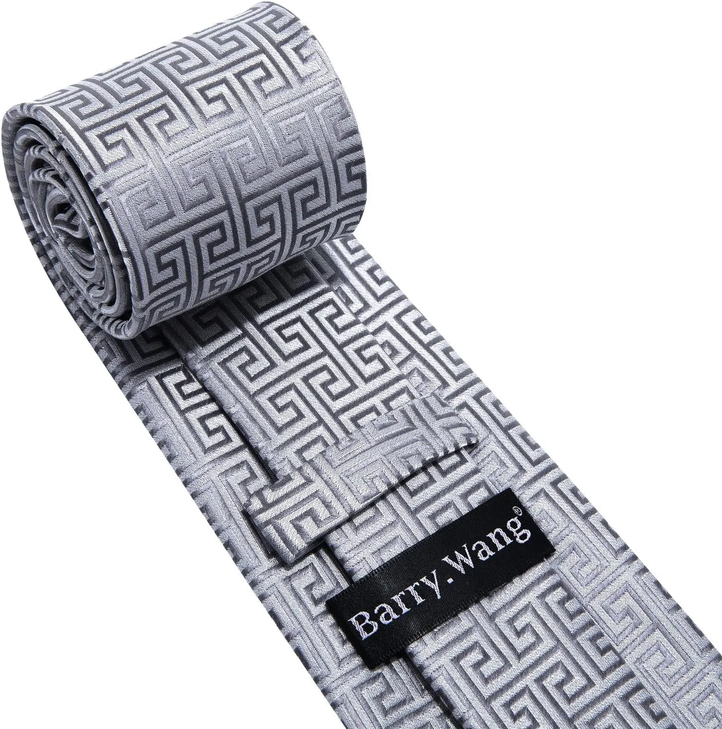 Barry.Wang Classic Mens Ties Silk Necktie Pocket Square Cufflinks Set Woven Designer Wedding Business