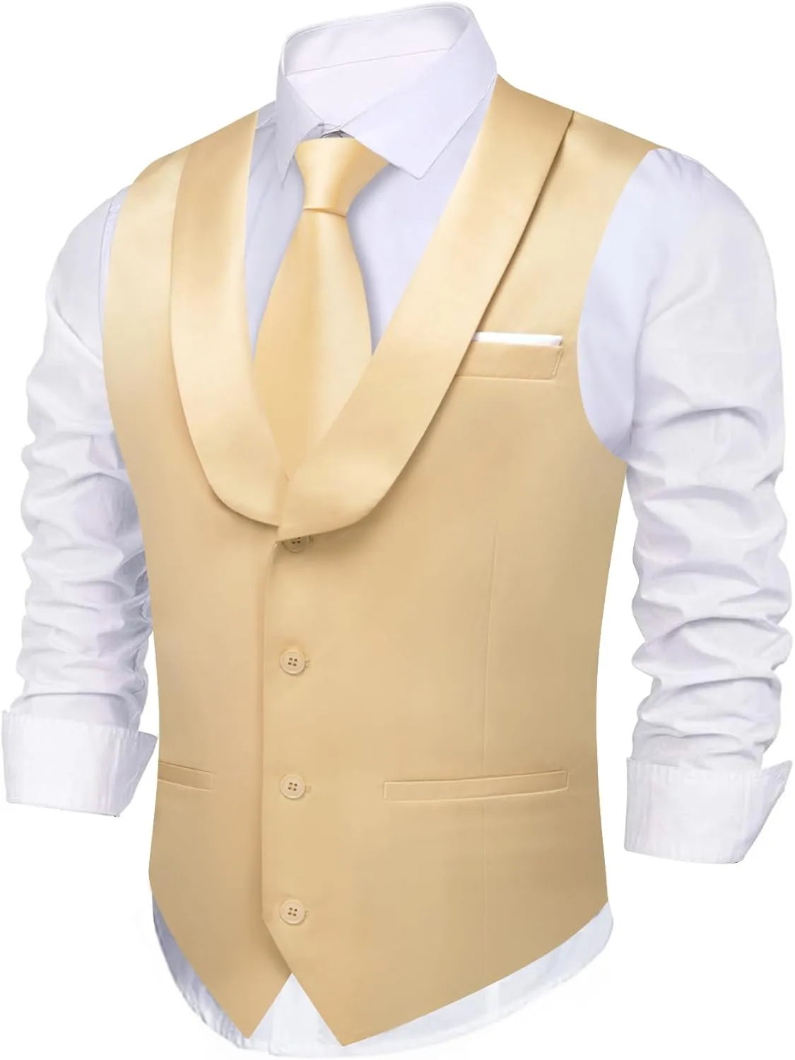 Barry.Wang Men's Paisley Suit Vest Tie Set with Handkerchief Cufflink Brooch Silk Woven Party Waistcoat Classic