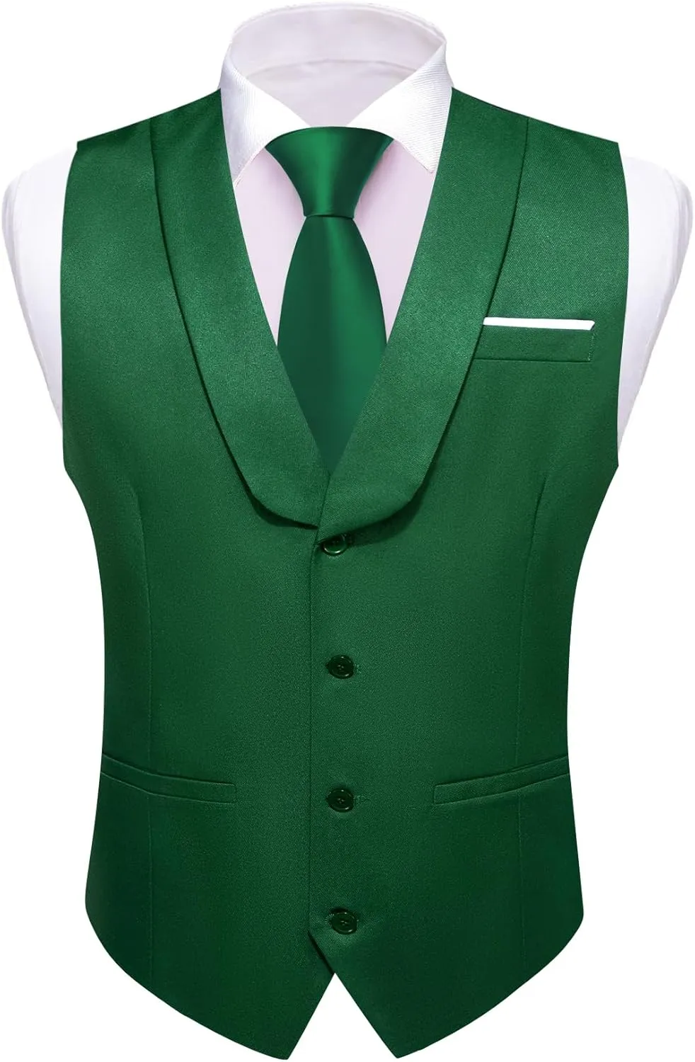Barry.Wang Men's Paisley Suit Vest Tie Set with Handkerchief Cufflink Brooch Silk Woven Party Waistcoat Classic