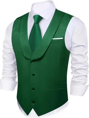 Barry.Wang Men's Paisley Suit Vest Tie Set with Handkerchief Cufflink Brooch Silk Woven Party Waistcoat Classic
